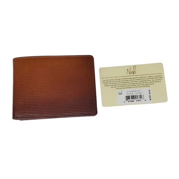 NWT Patricia Nash textured leather slim bifold wallet chestnut classic designer - Picture 2 of 8